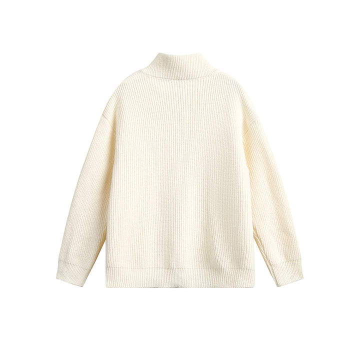 Chunky knit jacket for men with high collar and full zip Lune London
