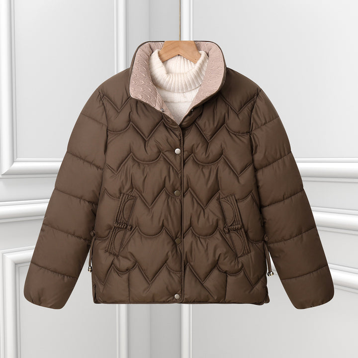 Ladies Comfortable Quilted Jacket with High Collar and Zipped Pockets Lune London