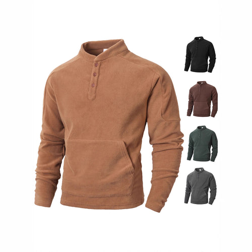 Men's fleece pullover with a stylish high collar and practical buttons Lune London
