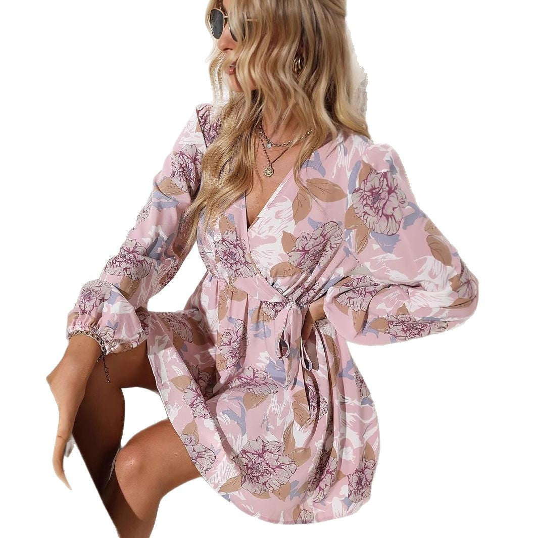 Wrap dress for women with voluminous sleeves and a floral design Lune London