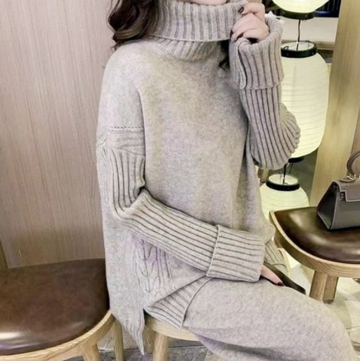Woman Soft Knit Sweater with High Neck and Casual Fit Lune London