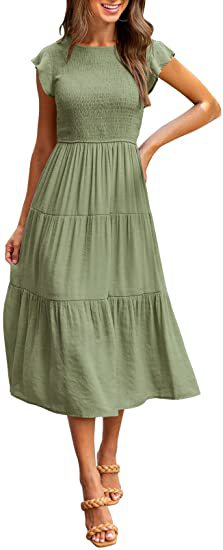 Maxi dress for women with elastic top and flared skirt Lune London