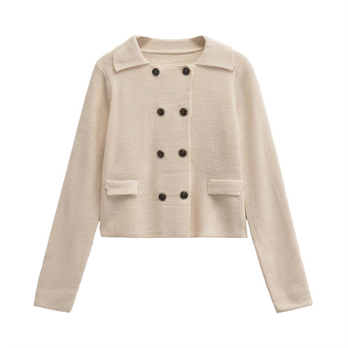 Elegant short jacket for women with double button closure and pockets Lune London