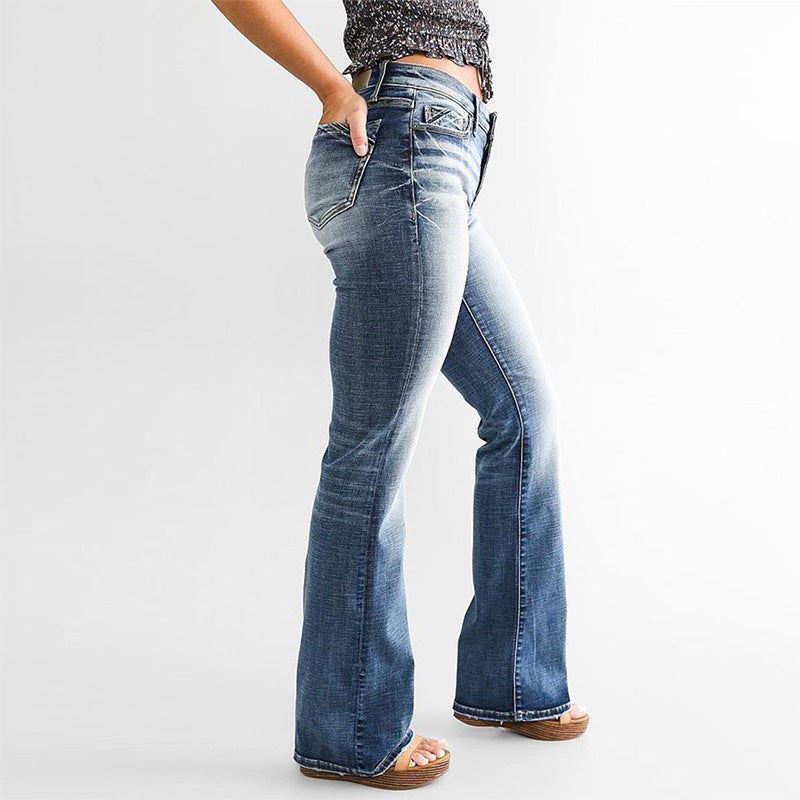 High-waisted bootcut jeans for women with a chic faded effect Lune London