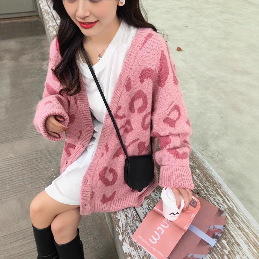 Comfortable knitted cardigan for ladies with unique leopard pattern Lune London