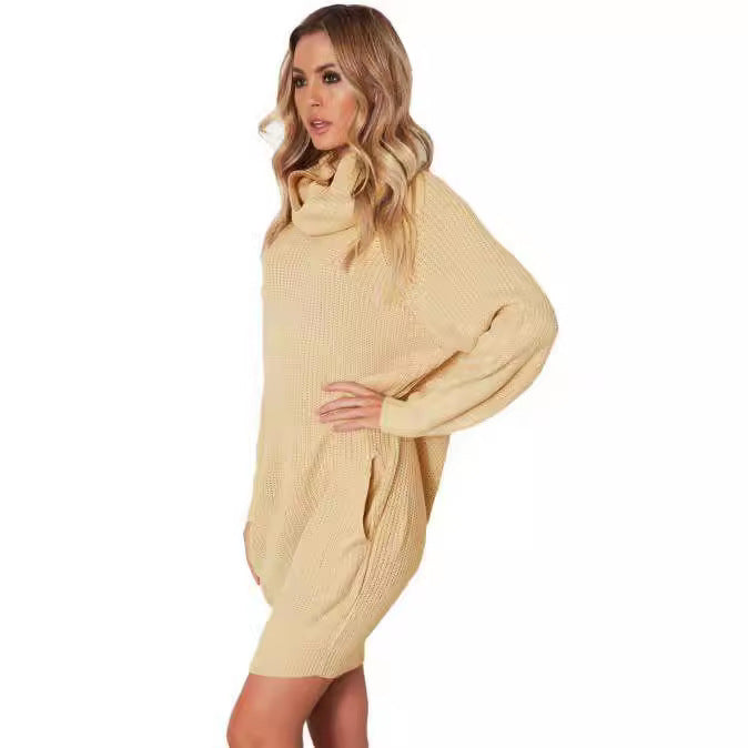 Knit dress for women with large collar Lune London