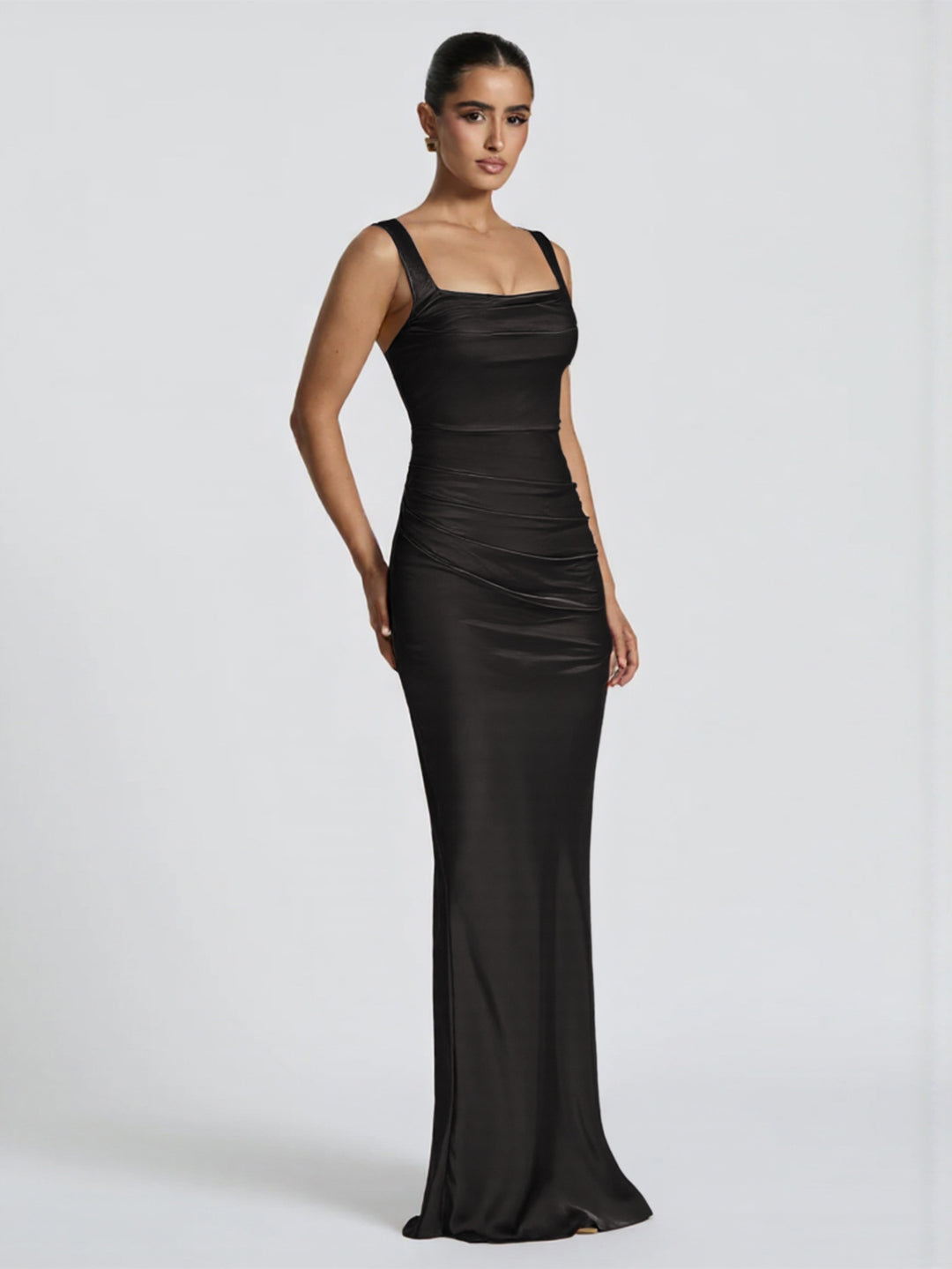 Women's Elegant Satin Maxi Dress with Figure-Flattering Design Lune London