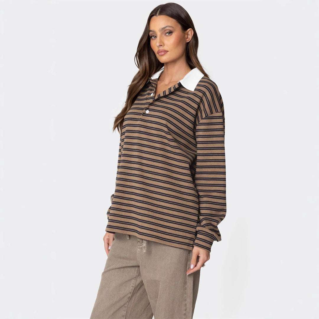 Women's casual polo with striped pattern and comfortable fit Lune London