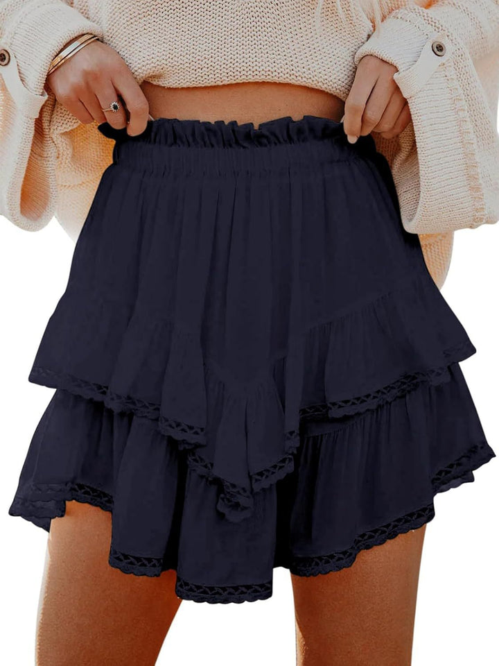 Summer skirt for women with voluminous lace details and an elastic waist Lune London