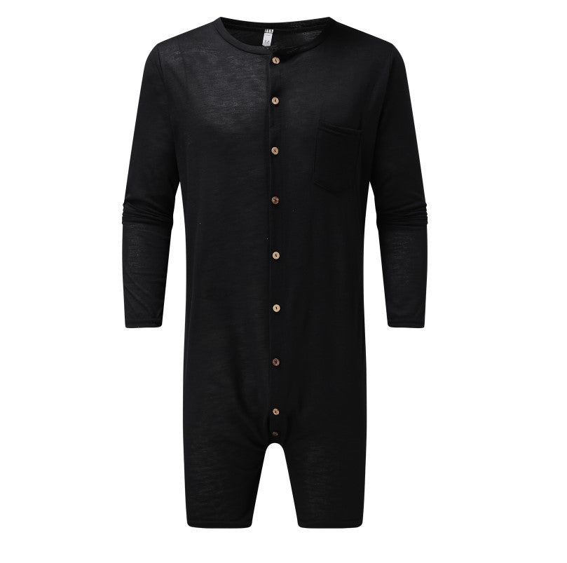 Ladies long sleeve jumpsuit with button placket and practical chest pocket Lune London