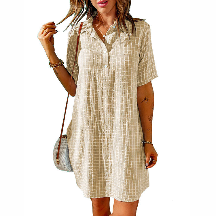 Casual shirt dress for women with checkered pattern and practical pockets Lune London