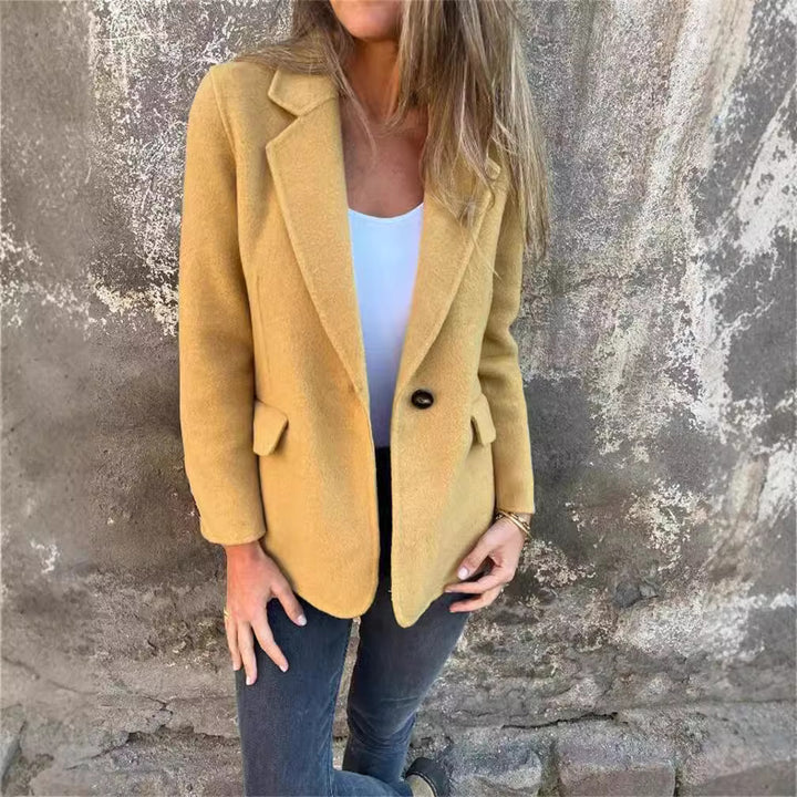 Ladies Elegant Blazer in Warm Fleece Fabric with Practical Pockets Lune London