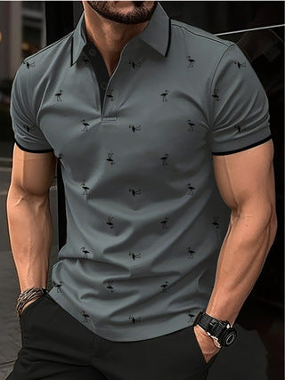 Short sleeve polo shirt for men with Lune London pattern