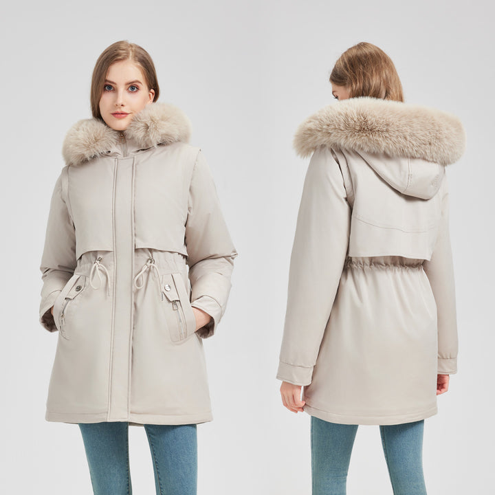 Ladies Exclusive Functional Jacket with Removable Hood and Decorative Faux Fur Lune London