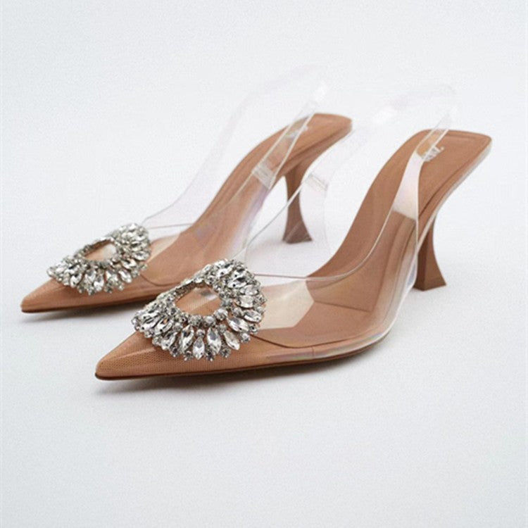 Elegant transparent pumps for women with sparkling jewelry detail Lune London