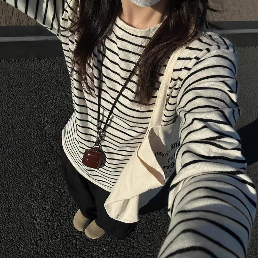 Women's casual long sleeve shirt with wide stripes Chic & Stil