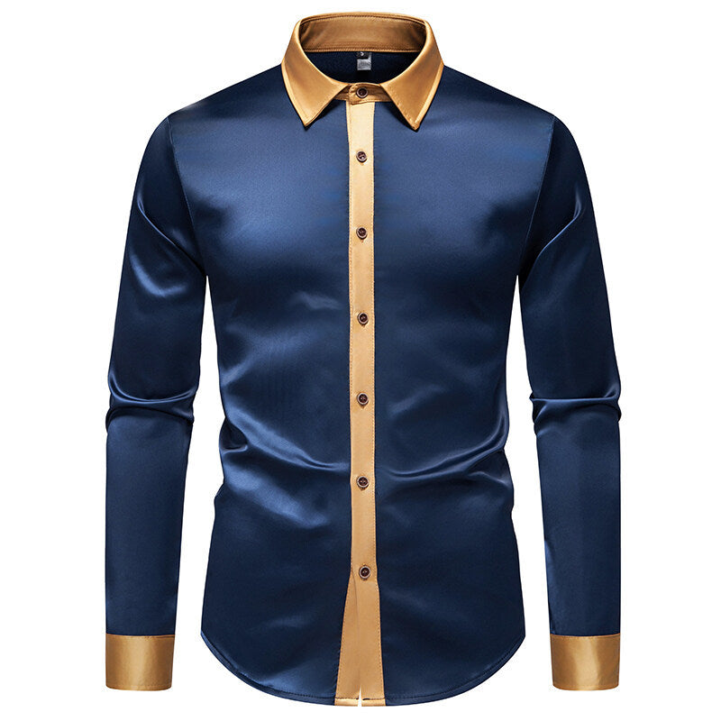 Men's Long-Sleeve Shirt with Modern Satin Details Lune London
