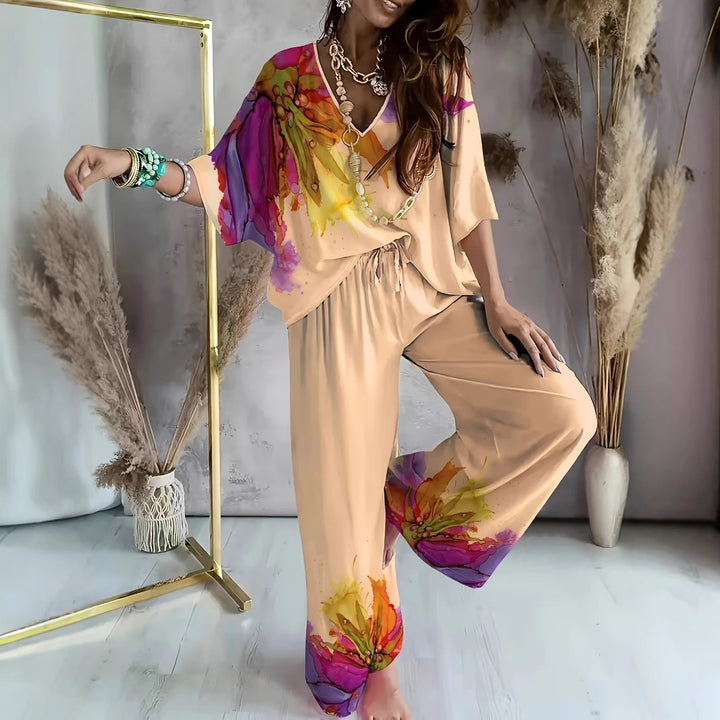 Women's Elegant Two-Piece Suit with Artistic Print Lune London