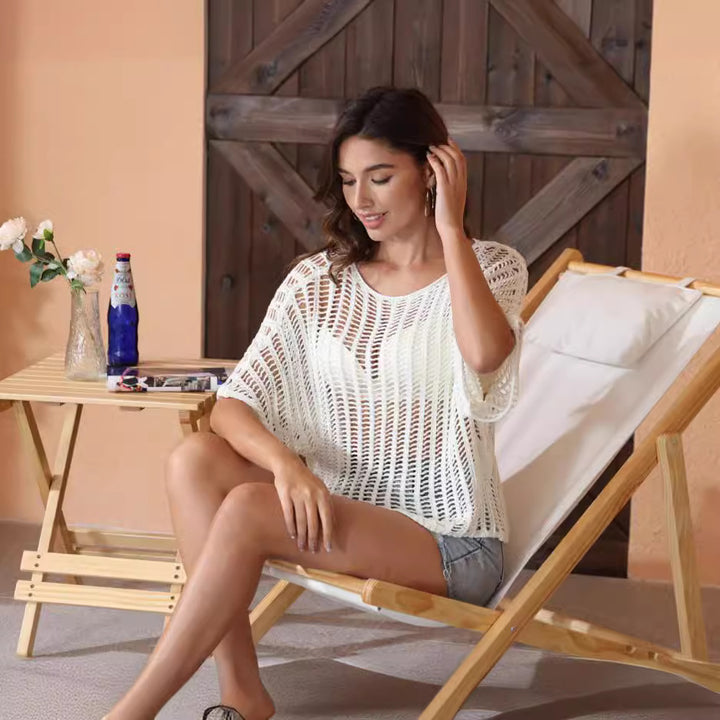 Women's lightweight knit top with a loose fit and asymmetrical hem Lune London