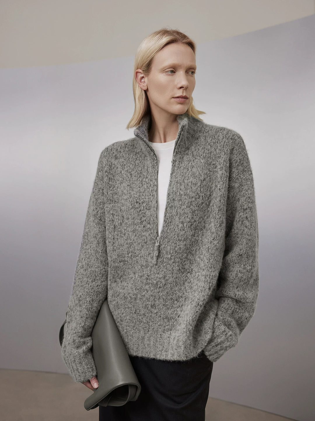 Ladies oversized knitted vest with V-neck and chic style