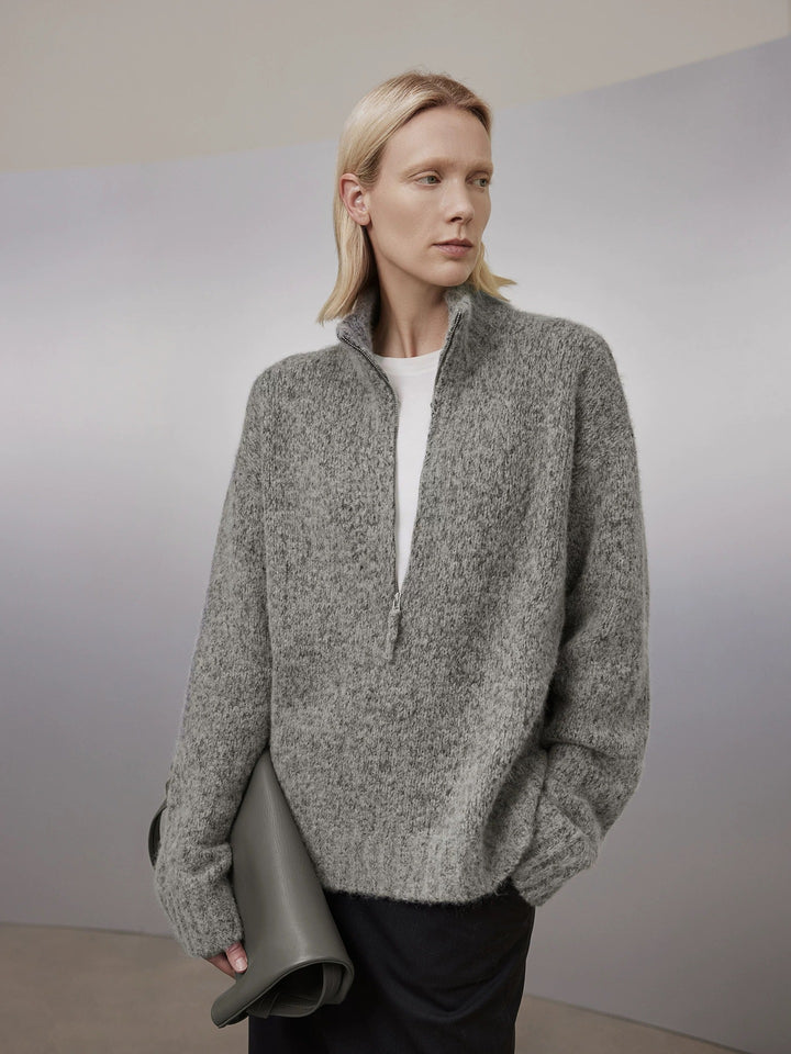 Ladies oversized knitted vest with V-neck and chic style