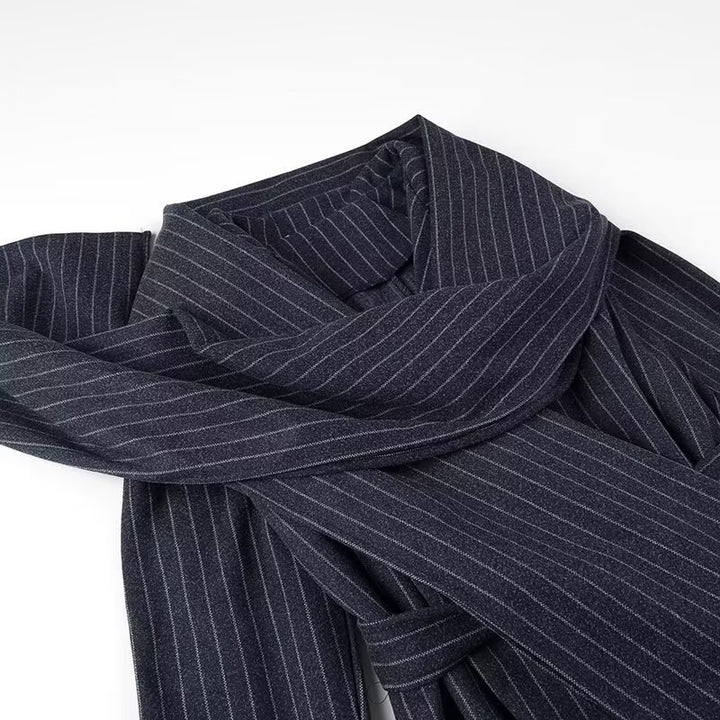 Elegant coat for ladies with wide neckline and tie belt Lune London