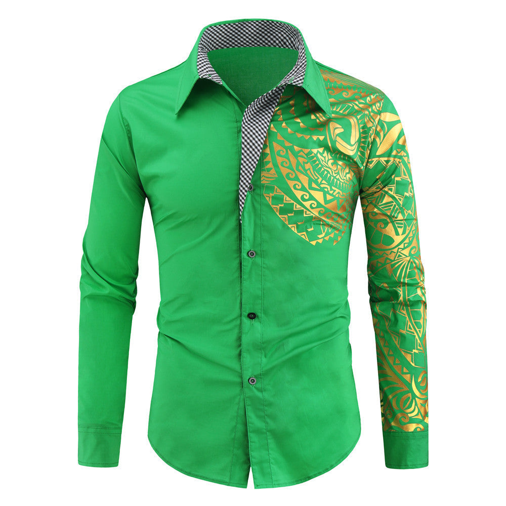 Lune London | Men's Long Sleeve Shirt with Exotic Print Design and Contrast Collar