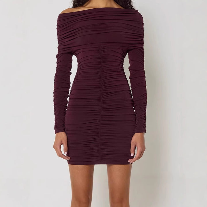Mini fitted dress for women with ruching Lune London