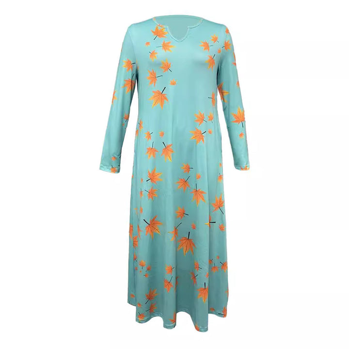 Maxi dress for women with V-neck and floral print Lune London