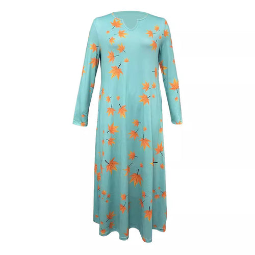 Maxi dress for women with V-neck and floral print Lune London