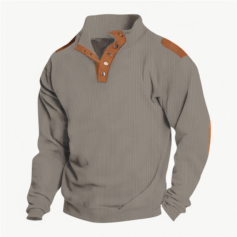Casual men's sweater with a trendy button placket and reinforced shoulders Lune London