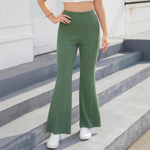 Flared pants for women in high-quality knit material with an elastic waistband Lune London