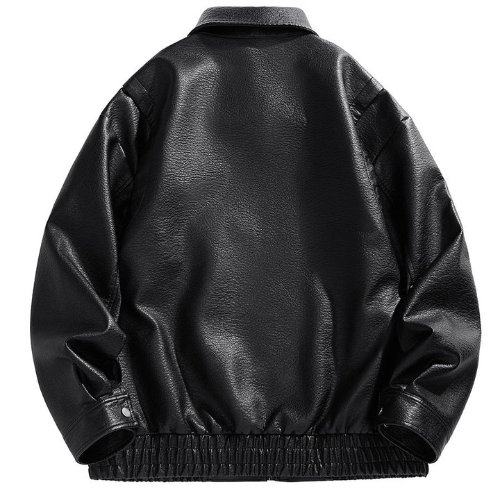 Leather jacket for men, short cut, with elastic waist and pockets Lune London