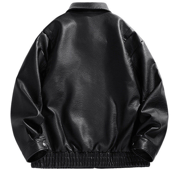 Lune London | Men's Short-Cut Leather Jacket with Elastic Waistband and Pockets
