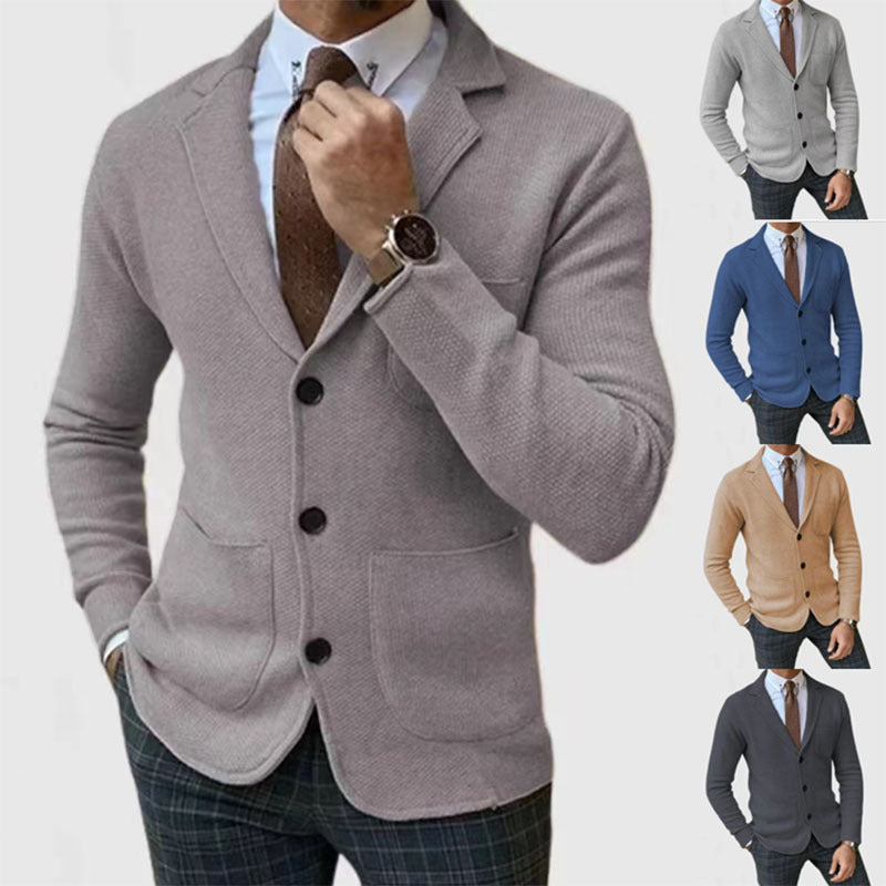 Lune London | Men's knitted blazer jacket with high pockets and elegant button placket