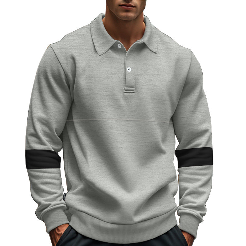 Long sleeve sweater for men with polo style details and contrasting cuffs Lune London