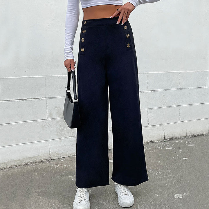 Lune London fitted wide-leg pants for women with button details