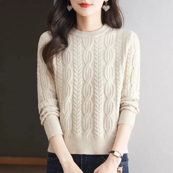 Knit sweater for women with embossed pattern and high collar Lune London