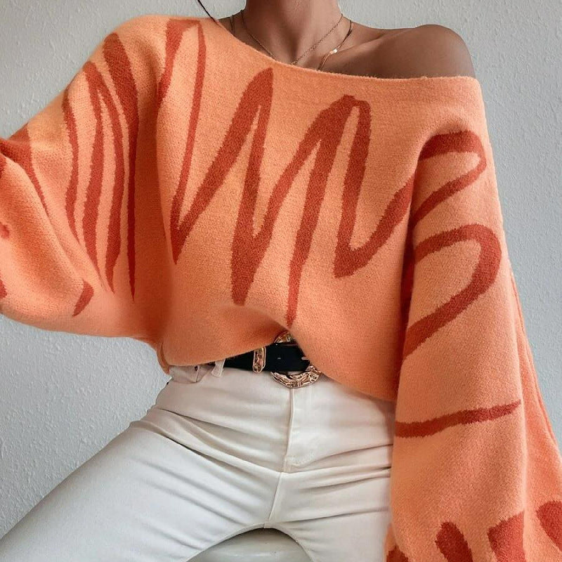 Pull en tricot surdimensionné pour femmes avec design asymétrique et encolure décontractée Chic & Stil