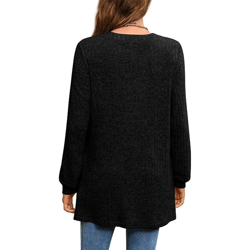 Lune London women's ribbed V-neck tunic sweater