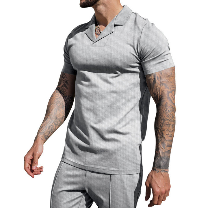 Short sleeve shirt for men with classic Henley collar and textured surface Lune London