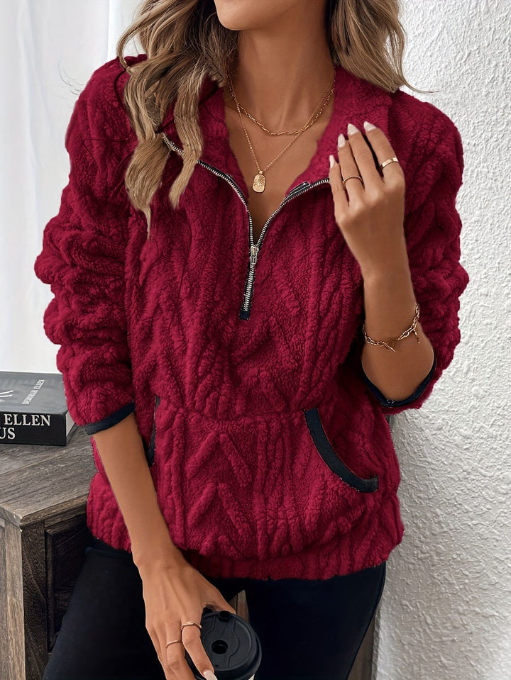 Ladies soft and comfortable fleece sweater with half-zip Lune London