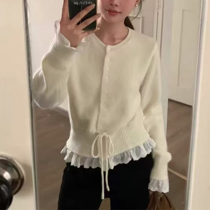 Cardigan femme avec volants et ceinture à la taille Chic & Stil