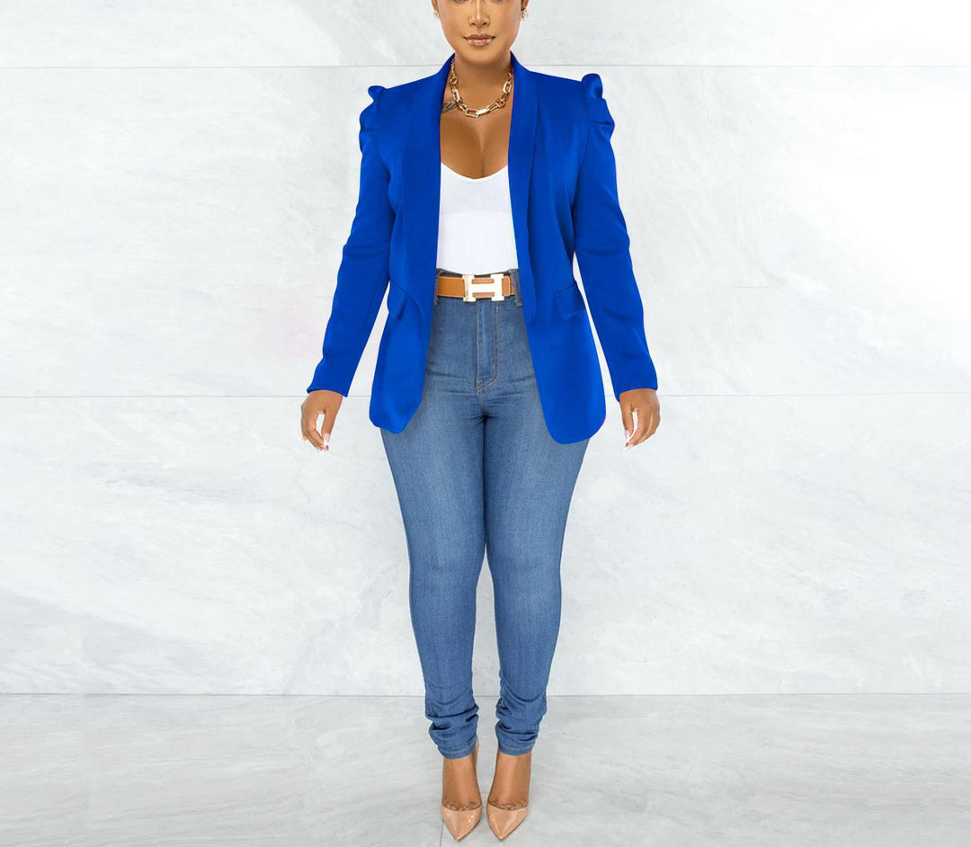 Ladies elegant blazer jacket with puff sleeves and fitted cut Lune London