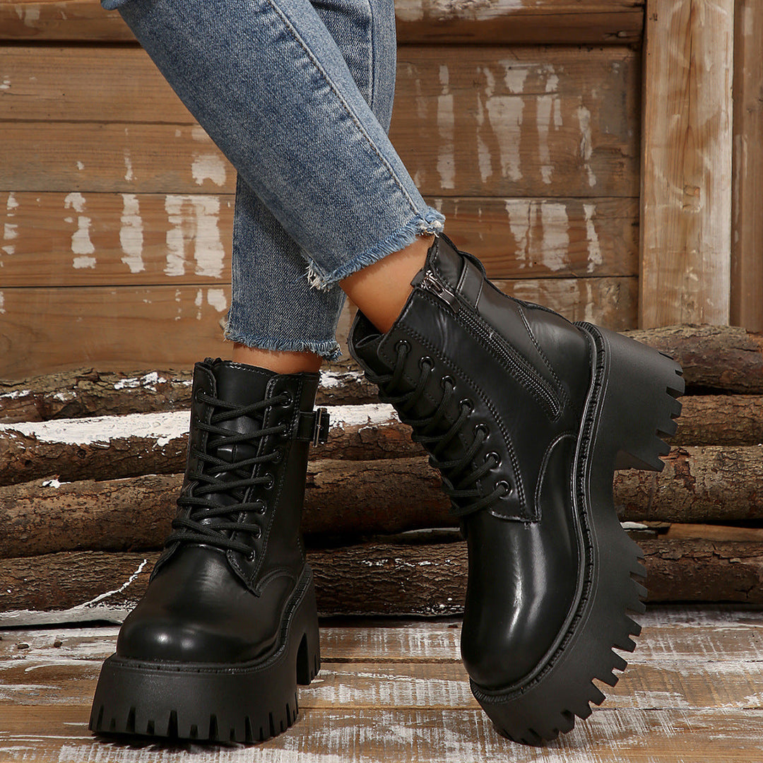 Women’s Sturdy Lace-Up Boots with Stylish Profile Sole Lune London