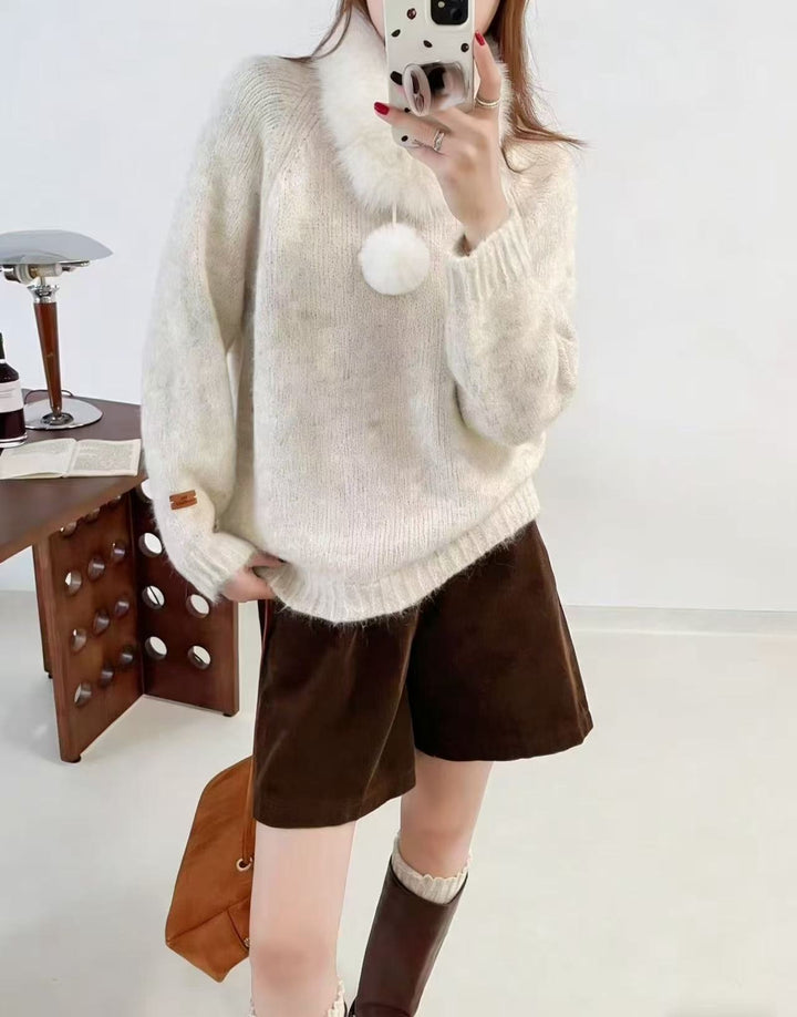 Pull en tricot confortable pour femme avec col amovible Chic & Stil