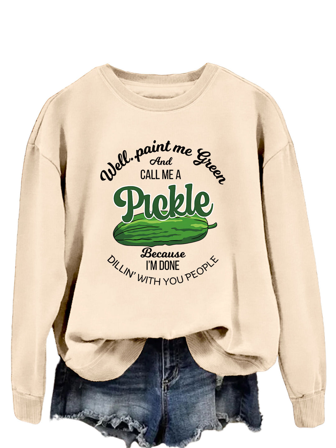 Sweat-shirt femme avec un motif de concombre amusant et un imprimé créatif Chic & Stil