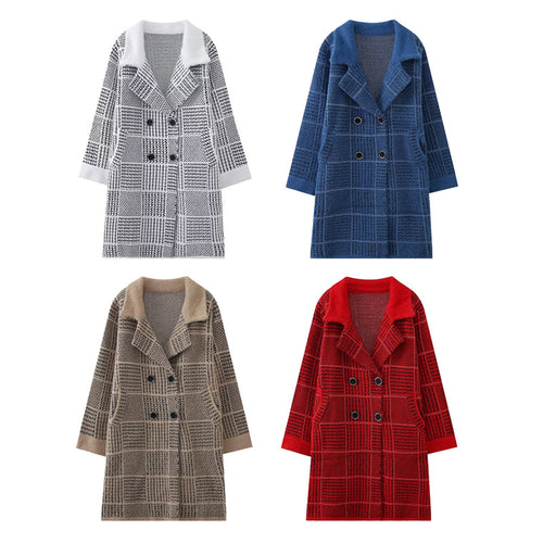 Women's textured checkered transition jacket with an elegant button placket Lune London