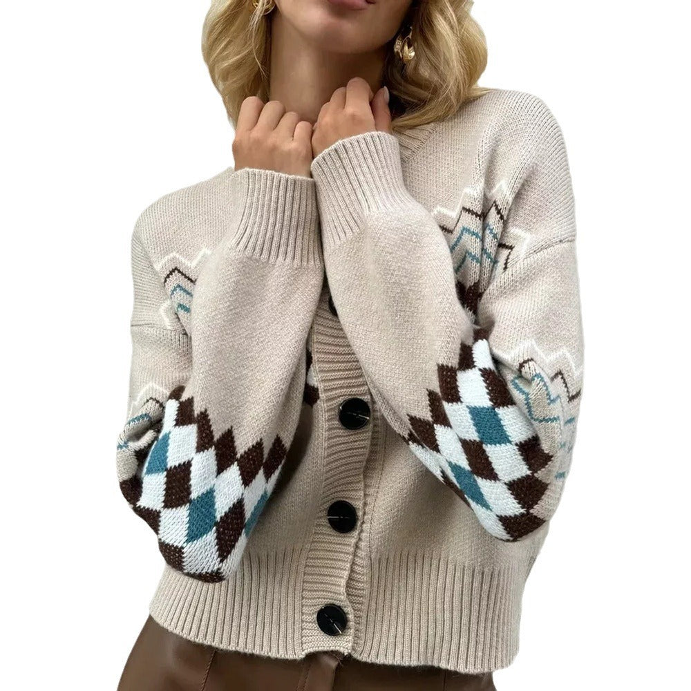 Women Trendy Knit Vest with a Unique Scottish Pattern and Chic Button Details
