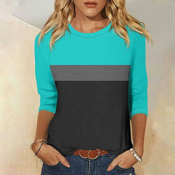 Lune London women's casual T-shirt with trendy color block design